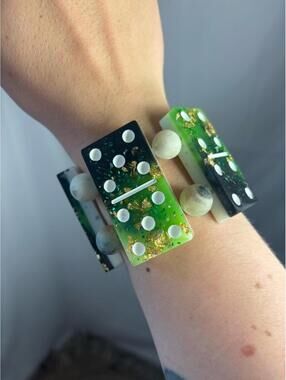 Space Moon Rock Elastic Band Celestial Rave Festival Handmade Dominoe Bracelet